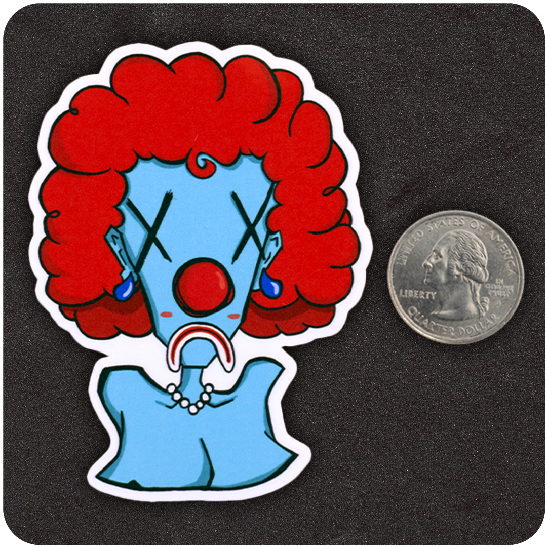 The Casual Covert Insane Clown Pussy Vinyl sticker next to a quarter to show scale.