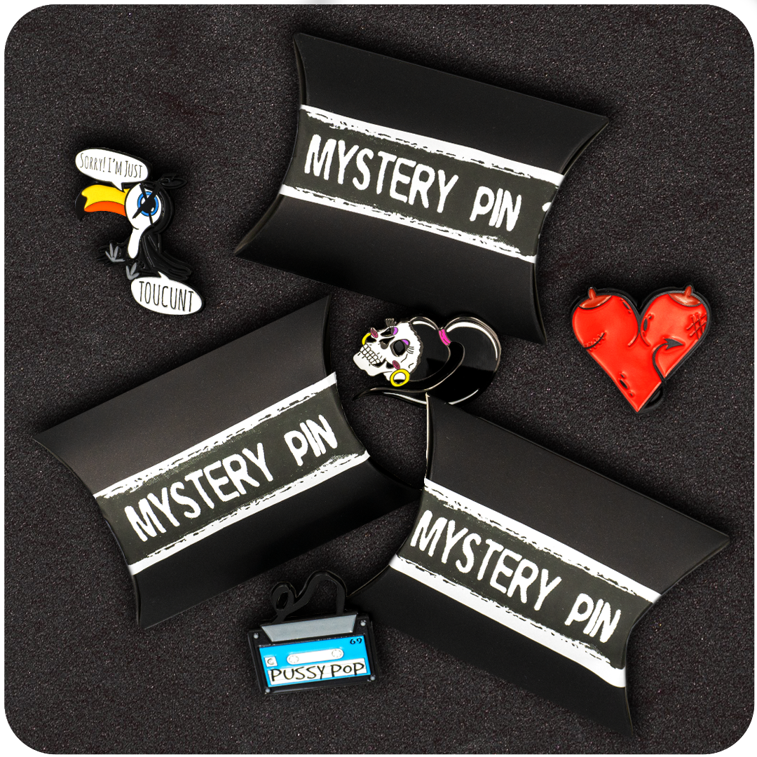 The Casual Covert Mystery Pins. Shows what the mystery pins come in along with some options of what you can get.