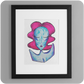 View of the vibrant and colorful Alien Bitch Print, showcasing it framed in someone's home.