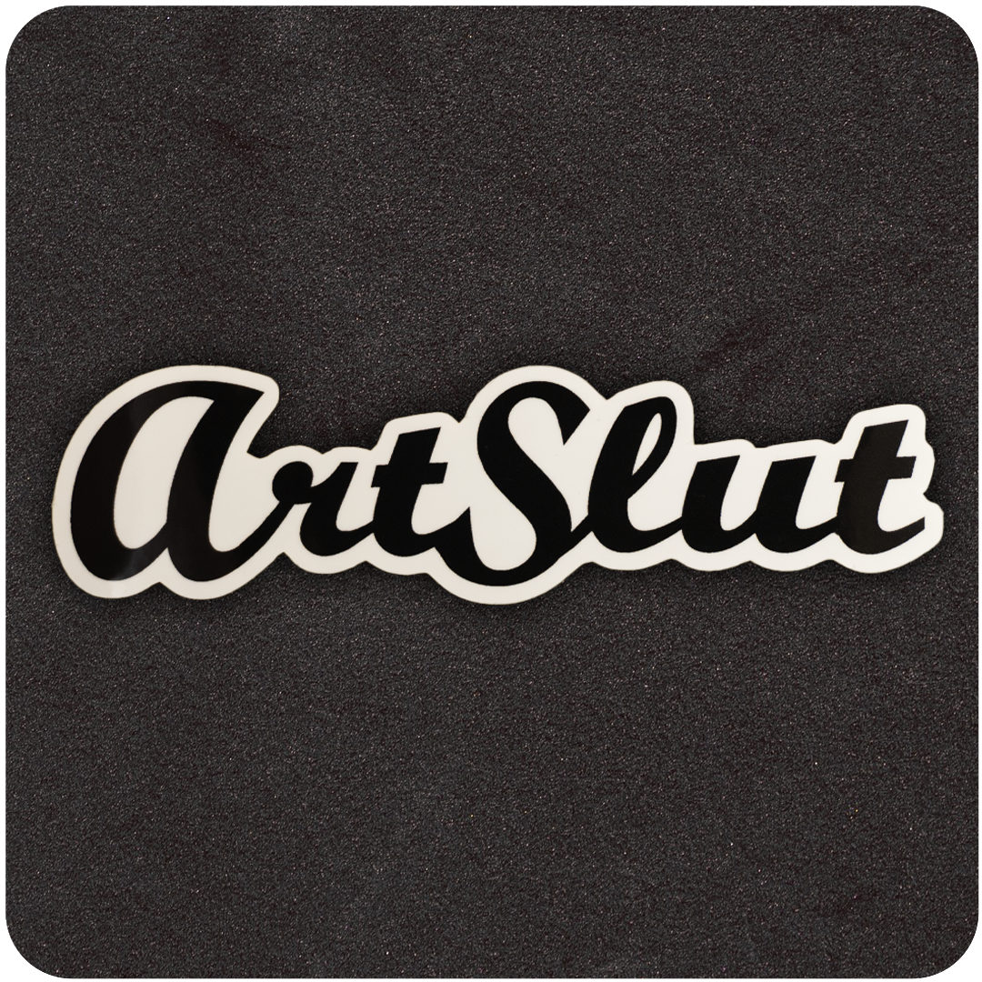 The Casual Covert Art Slut sticker. A vinyl sticker with the word "art slut" spelled out.