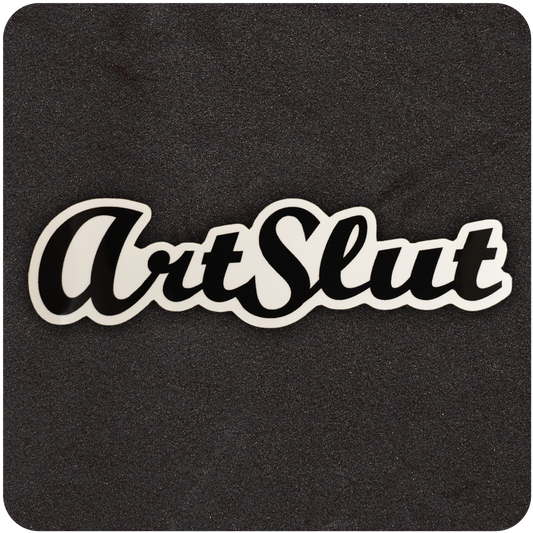 The Casual Covert Art Slut sticker. A vinyl sticker with the word "art slut" spelled out.