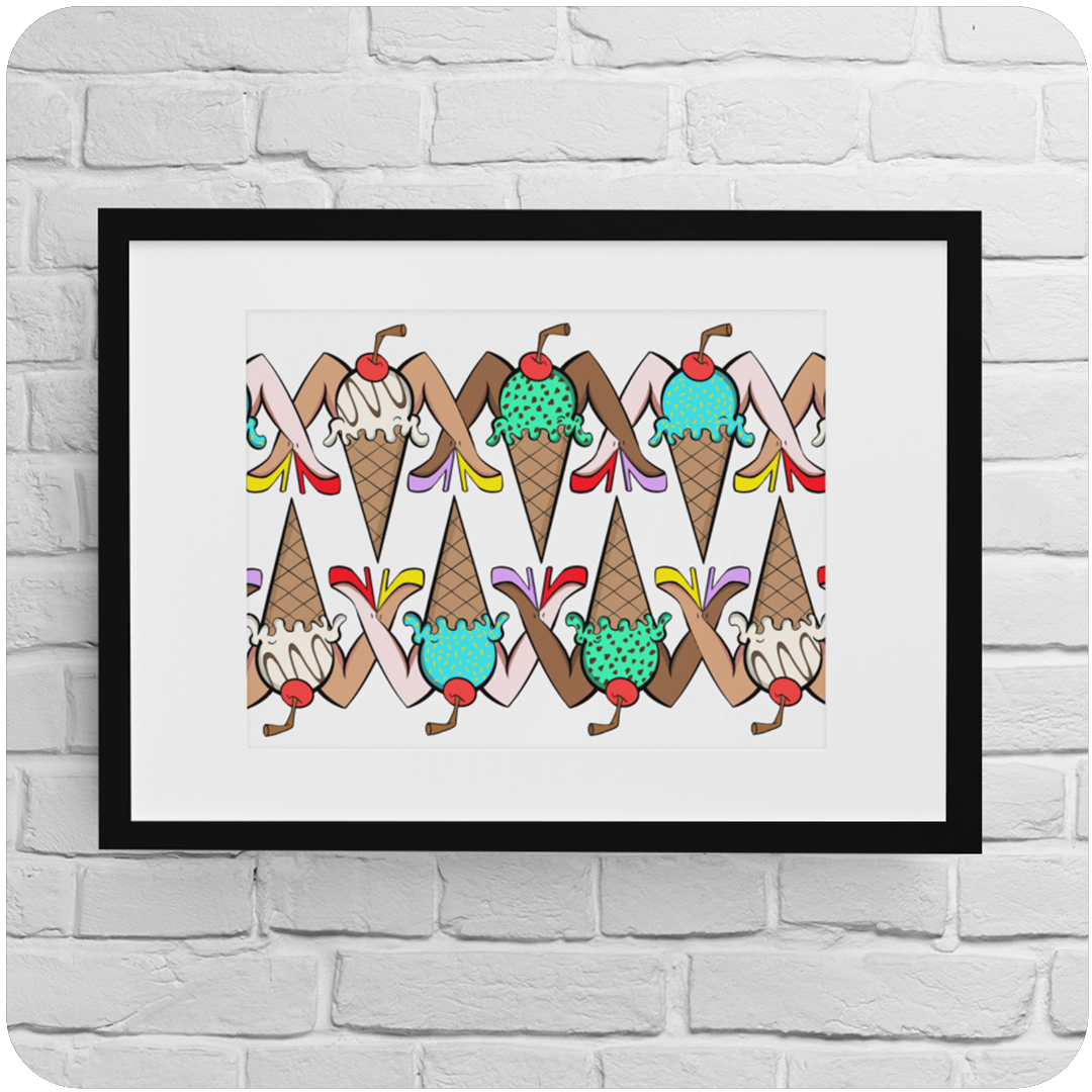 The Casual Covert Cherry Pop Gurlz 5x7 print shown in a frame.