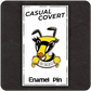 The  Casual Covert I Bee That Bitch Enamel Pin on a backing card showing how the pin is packaged.