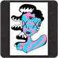 The Casual Covert TikTok Monster 5x7 Print. Shows a woman of pink and blue with a third eye and snake tongue.